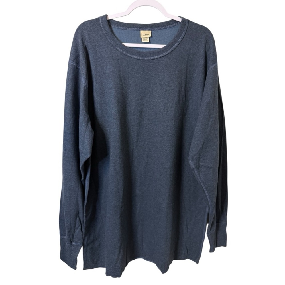 L.L. Bean 2XL Wool Blend Base Layer Thermal Shirt Navy Vintage Made in Canada